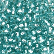 Preciosa 8/0 3 mm Seed Beads - Solgel - Blue-Green Dyed Crystal with Silver Lining x 20 g