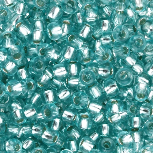 Preciosa 8/0 3 mm Seed Beads - Solgel - Blue-Green Dyed Crystal with Silver Lining x 20 g