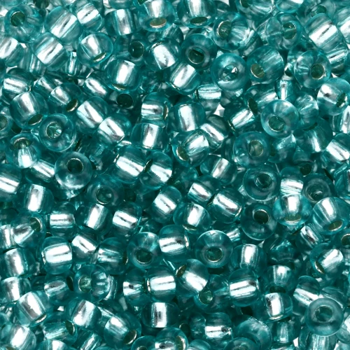 Preciosa 8/0 3 mm Seed beads - Solgel - Green 3 Dyed Crystal Silver Lined x 20 g