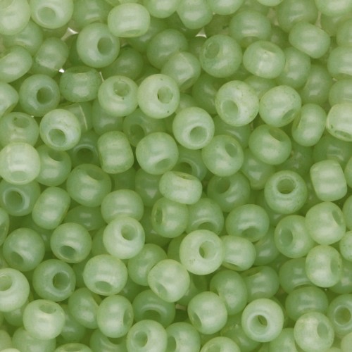 Preciosa 8/0 Seed Beads, 3 mm - Solgel - Green 2 Dyed Alabaster, 20 g