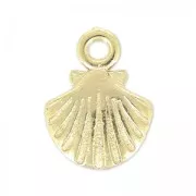 Shell charm 13 mm satin gold tone x1