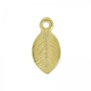 Leaf charm 11 mm satin gold tone x1