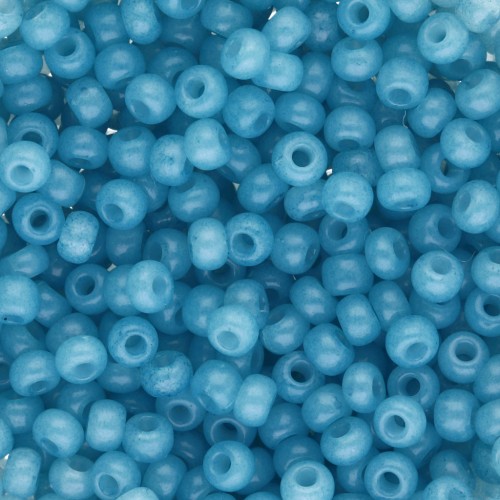 Preciosa 8/0 Seed Beads, 3 mm - Solgel - Blue Green 2 Dyed Alabaster, 20 g