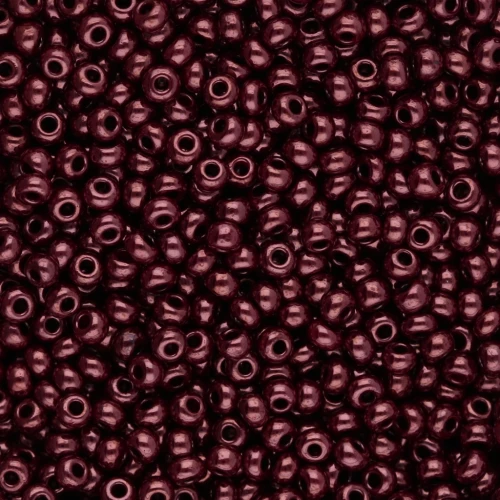 Preciosa 11/0 2 mm seed beads - Opaque Red Coral Lila Luster 20g