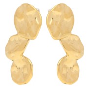 Hammered petal earrings 40x16 mm - 304L gold-plated stainless steel x2