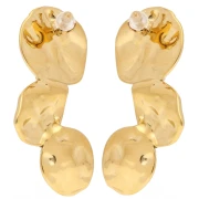Hammered petal earrings 40x16 mm - 304L gold-plated stainless steel x2