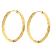 Twisted round hoop earrings 25 mm - Wire 2.3 mm - 304L Gold-plated stainless steel x2|raw }}