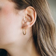 Twisted round hoop earrings 25 mm - Wire 2.3 mm - 304L Gold-plated stainless steel x2