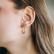 Twisted round hoop earrings 25 mm - Wire 2.3 mm - 304L Gold-plated stainless steel x2