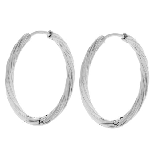 Twisted round hoop 25 mm - Wire 2.3 mm - Stainless steel 304L x2