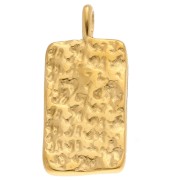 Rectangle pendant 28x13mm rhinestone symbols - 304 Gold stainless steel - Multicolor