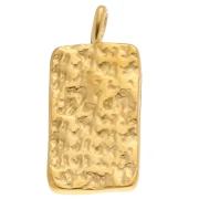 Rectangle pendant 28x13mm rhinestone symbols - 304 Gold stainless steel - Multicolor