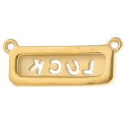 Rectangle pendant 2 rings 11x29 mm - Luck - Stainless steel 304 Gilded - Multicolored