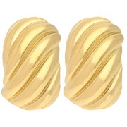 Wave effect rectangular earrings 32x20mm - 304L Gold stainless steel x2