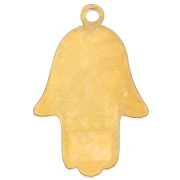 Pendant Fatma's hand 21.5x14 mm with epoxy eye - Stainless steel 304L Gilded - Blue