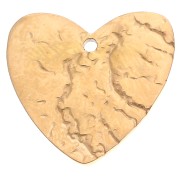 Hammered heart pendant 17x18 mm - glass cabochon 304 stainless steel, gold-plated - Black x1