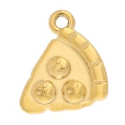 Pizza Charm 13x12 mm - 304 Gold Stainless Steel x1