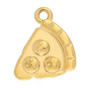 Pizza Charm 13x12 mm - 304 Gold Stainless Steel x1