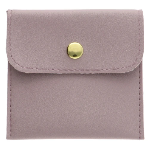 Leatherette jewelry pouch with press stud 80x80 mm - Light Lilac x1