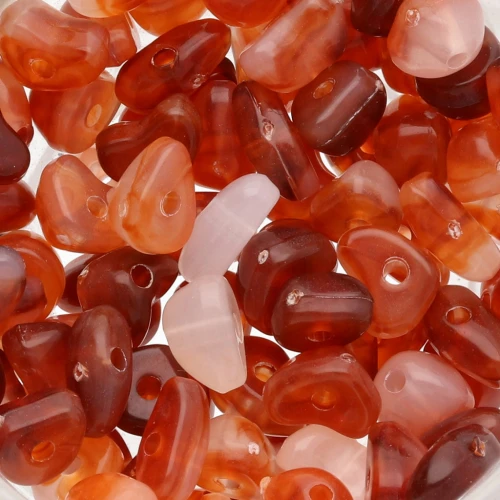 7 - 9 mm transparent acrylic beads, irregular chips - Marbled Brick x10gr