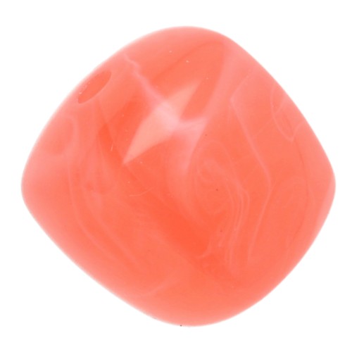 Irregular cube beads 16x17 mm - Translucent acrylic - Coral marbled x10