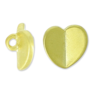 7 mm Origami Heart Button - Satin-Finish Fine gold plated x1