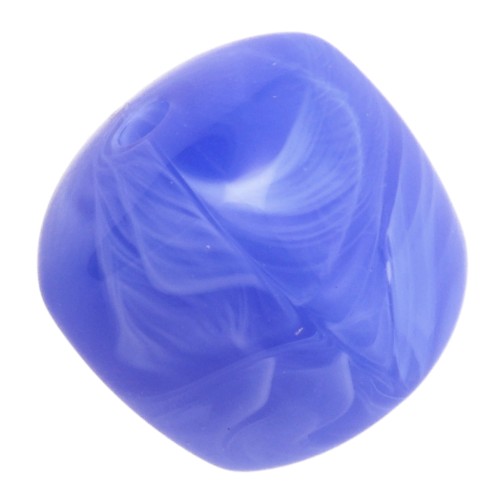 Irregular cube beads 16x17 mm - Acrylic opaque - Royal blue marbled x10