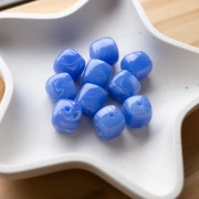 Irregular cube beads 16x17 mm - Acrylic opaque - Royal blue marbled x10