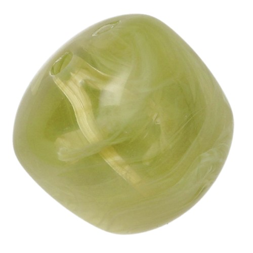 Irregular cube beads 16x17 mm - Translucent acrylic - Marbled olive x10