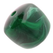 Irregular cube beads 16x17 mm - Acrylic opaque - Dark green marbled x10|raw }}