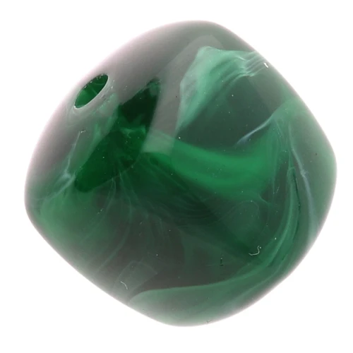Irregular cube beads 16x17 mm - Acrylic opaque - Dark green marbled x10