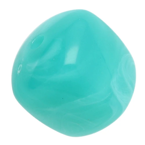 Irregular cube beads 16x17 mm - Acrylic opaque - Turquoise blue marbled x10