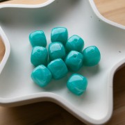 Irregular cube beads 16x17 mm - Acrylic opaque - Turquoise blue marbled x10
