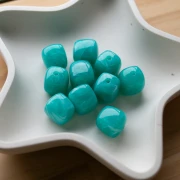 Irregular cube beads 16x17 mm - Acrylic opaque - Turquoise blue marbled x10