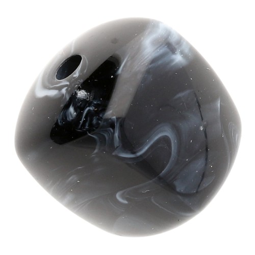 Irregular cube beads 16x17 mm - Acrylic opaque - Black marbled x10