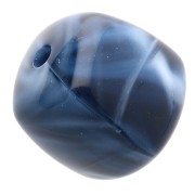 Irregular cube beads 16x17 mm - Acrylic opaque - Navy blue marbled x10