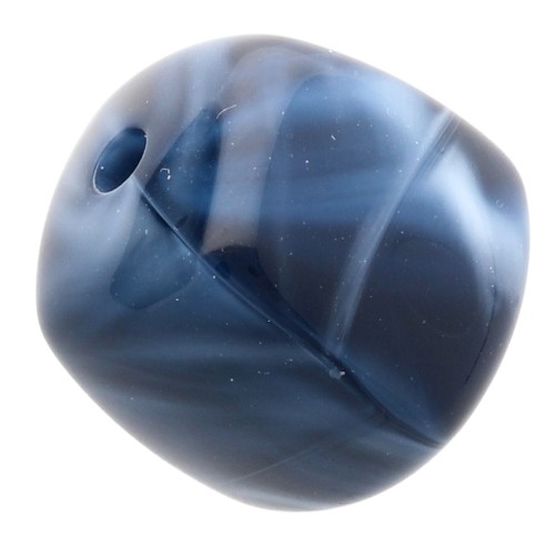Irregular cube beads 16x17 mm - Acrylic opaque - Navy blue marbled x10