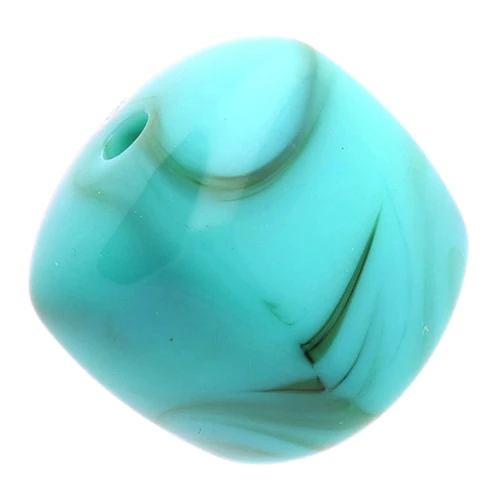 Beads irregular cubes 16x17 mm - Acrylic opaque Marbled turquoise brown x10