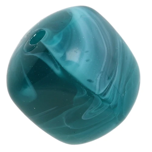 Irregular cube beads 16x17 mm - Acrylic opaque - Duck green marbled x10
