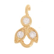 Flower charm with strass 10 mm Gold tone HQ x1|raw }}
