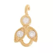 Flower charm with strass 10 mm Gold tone HQ x1