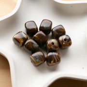 Irregular cube beads 16x17 mm - Acrylic opaque - Marbled brown x10