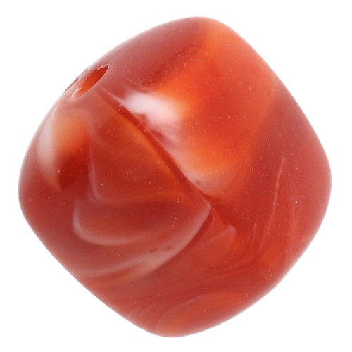Irregular cube beads 16x17 mm - Acrylic opaque - Marbled terracotta x10