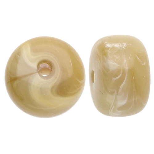 Rondelle beads large holes 14.5x9 mm in Acrylic opaque Marbled dark beige x20