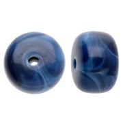 Rondelle beads large holes 14.5x9 mm in Acrylic opaque Marbled navy blue x20