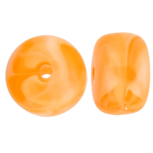 Rondelle beads large holes 14.5x9 mm translucent Acrylic Marbled Orange x20