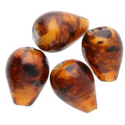 Glass beads 15x11 mm - Marbled Brown - Glitter x4
