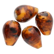 Glass beads 15x11 mm - Marbled Brown - Glitter x4