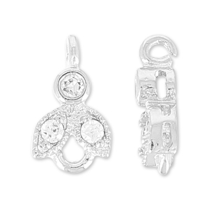 Flower charm with strass 10 mm fine silver platingx1