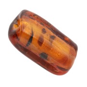 19.5x10 mm rectangle glass beads - Marbled Brown - Golden Glitter x4